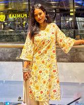 Ivory Floral Long Kurti