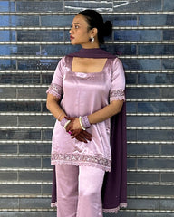 Mauve Y2K Inspired Bell Bottom Set