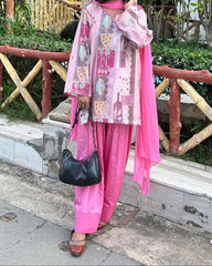 Abstract Print Farshi Salwar Suit Set