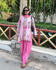 Abstract Print Farshi Salwar Suit Set