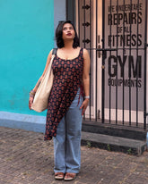 Lavya Ajrakh Print Cotton Kurti (Navy Blue)