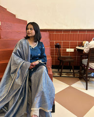 Royal Blue Tissue Kurti with gharara