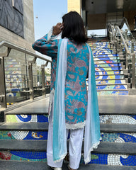 Gulbahar Sky Blue Farshi Set