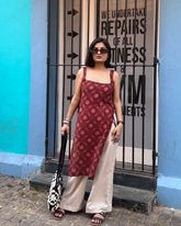 Lavya Ajrakh print Cotton Kurti (Deep Maroon)