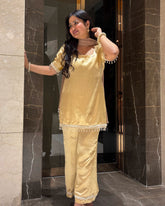 Sunset Gold Y2K inspired Bell bottom set