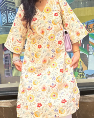 Ivory Floral Long Kurti