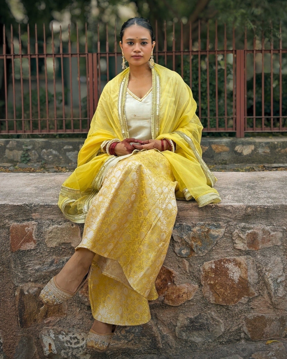 Lemon Yellow Gharara Set with Dupatta