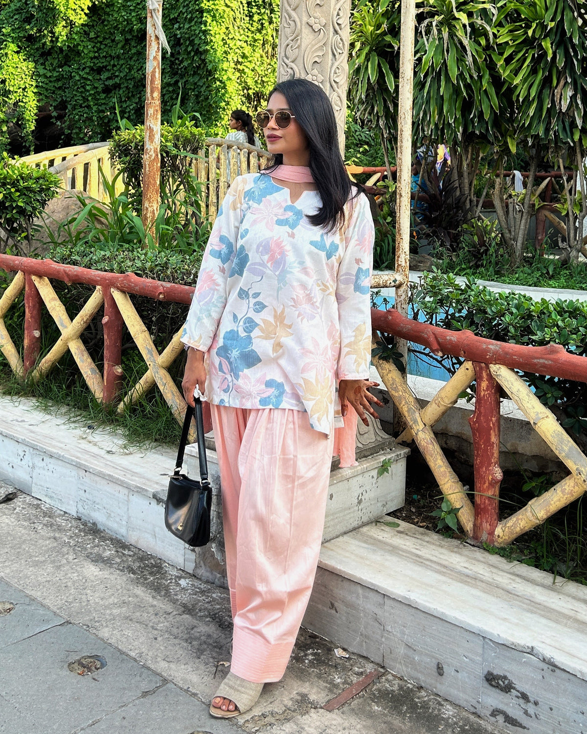 Jamun Floral Print Farshi Salwar Suit Set