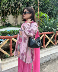 Abstract Print Farshi Salwar Suit Set