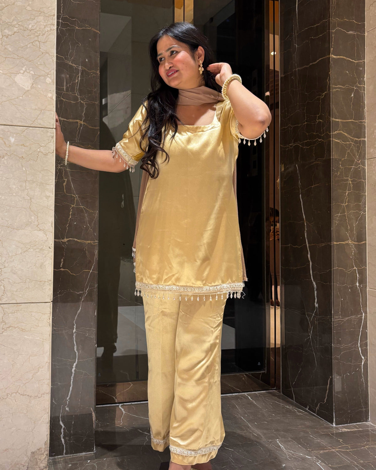 Sunset Gold Y2K inspired Bell bottom set