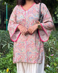 Peach Paisley Print Short Kurti