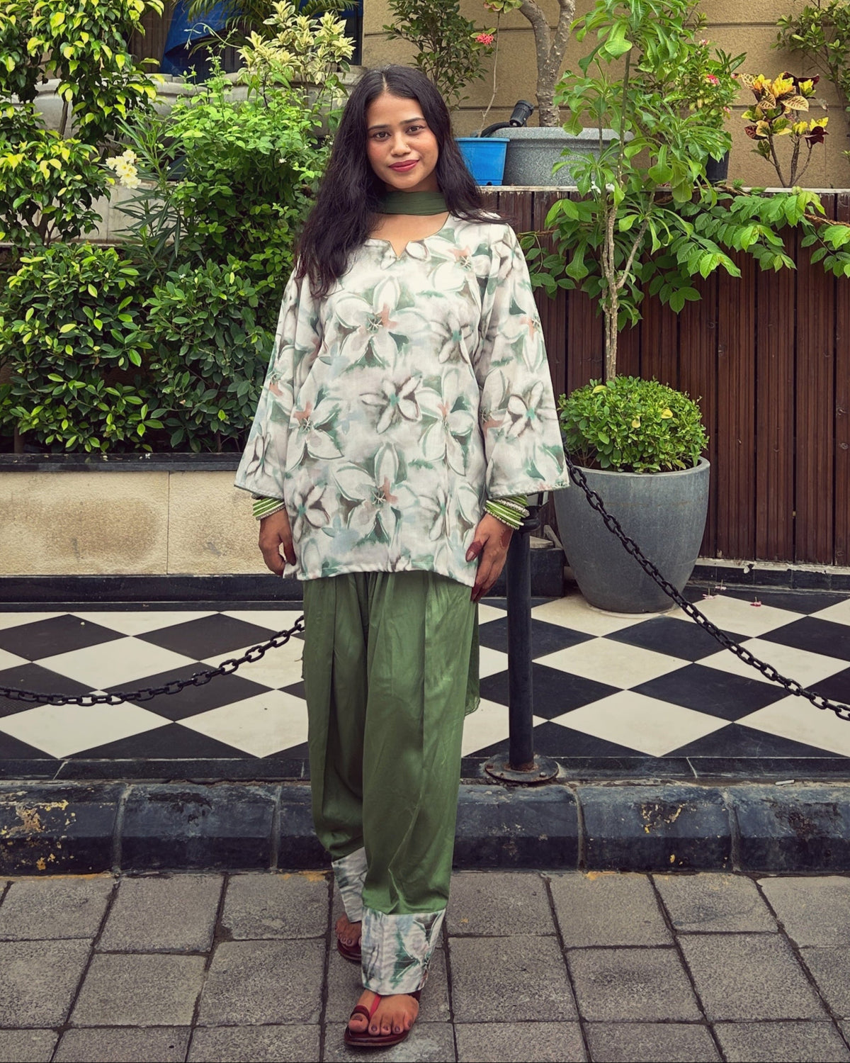 Hunter Green Farshi Salwar Suit Set